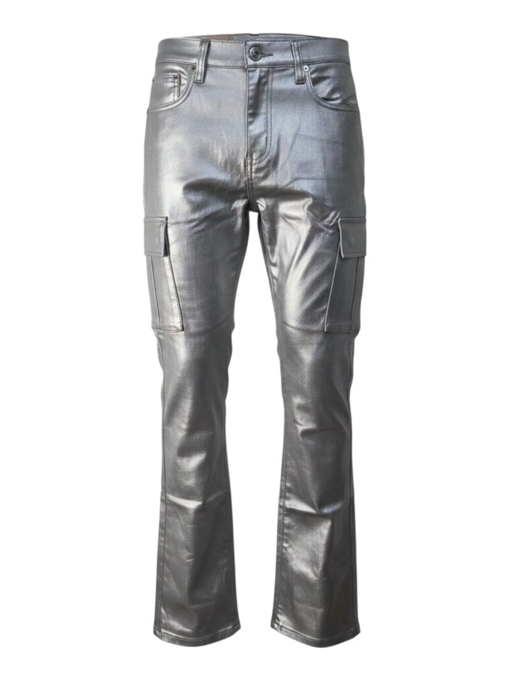Armor Jeans ASJ01 Silver Metallic Stacked Cargo Jeans NWT
